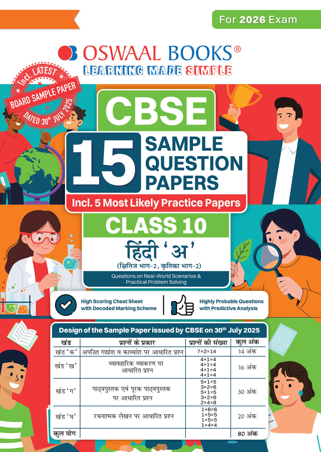 CBSE 15 Sample Question Papers Class 10 Hindi A for 2026 Board Exam (As per CBSE Sample Question Paper issued on 30 July 2025), recommended by 2025 CBSE Toppers with Chapter wise Highly Probable Questions।