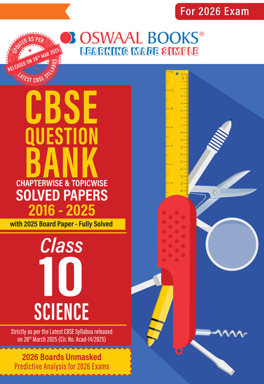 CBSE Question Bank Class 10 Science, Chapterwise And Topicwise Solved Papers For Board Exams 2026| Oswaal