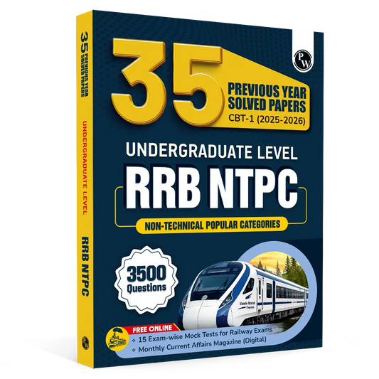 PW RRB NTPC PYQ Undergraduate 35 Previous Year Solved Papers CBT-1 2025-2026 (PYQ) | 3500+ Questions | 15 Online Mock Tests for Exam 2026-27 | English Medium
By PW