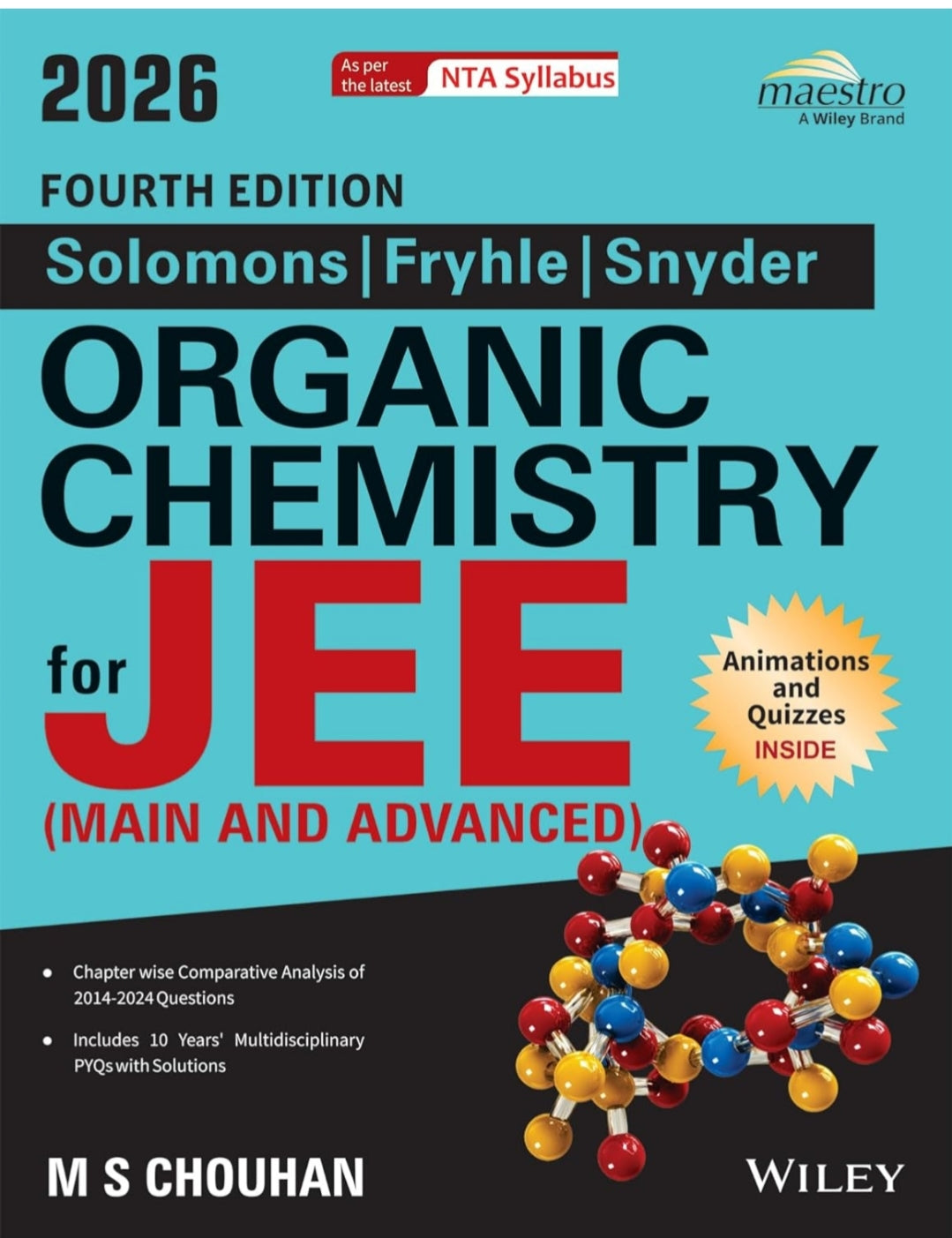 Wiley's Solomons, Fryhle & Snyder Organic Chemistry for JEE (Main & Advanced), 4ed, 2026