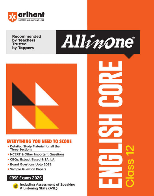 CBSE All in One English Core Class 12 Exam 2026 | NCERT & Other Important Questions CBQs, Extract Based & SA, LA, Board Questions Upto 2025, Sample Question Papers | Included Assesment of Speaking & Listening skills (ASL)