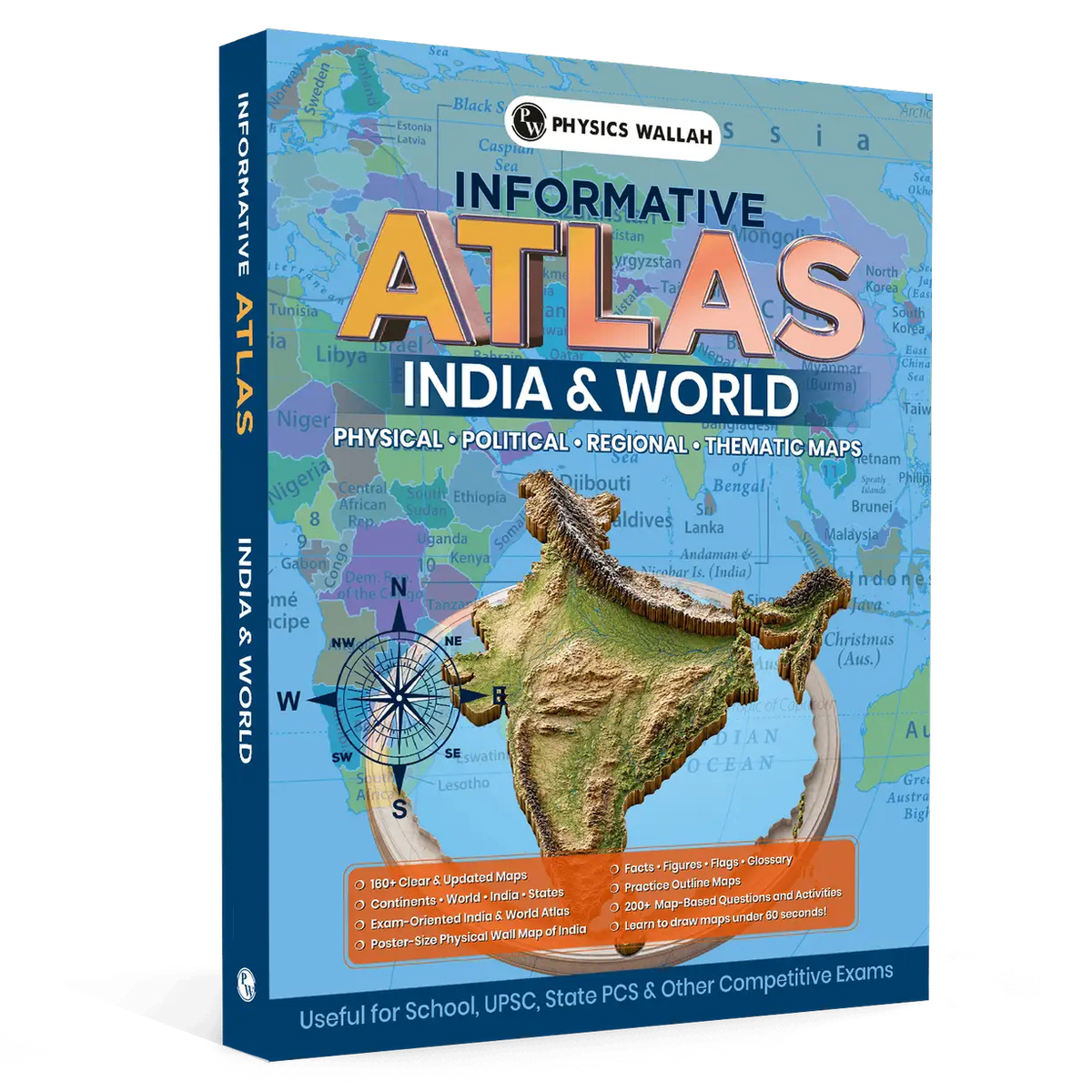 PW Informative Atlas Book - India & World | Physical, Political, Regional, Thematic Maps For School, UPSC, State PSC & Other Competitive Exams English Edition
By PW