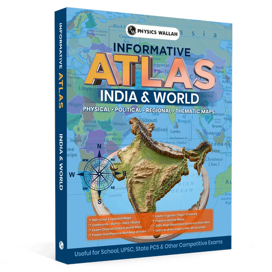 PW Informative Atlas Book - India & World | Physical, Political, Regional, Thematic Maps For School, UPSC, State PSC & Other Competitive Exams English Edition
By PW