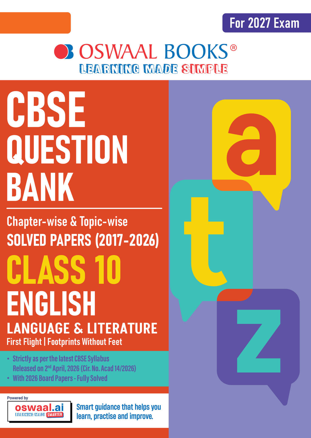 CBSE Class 10 English Language & Literature Question Bank | Chapter & Topic-wise Solved Papers (2017–2026) | Based on Latest Syllabus (April 2026) | Includes 2026 Papers | | For 2027 Exam| Oswaal