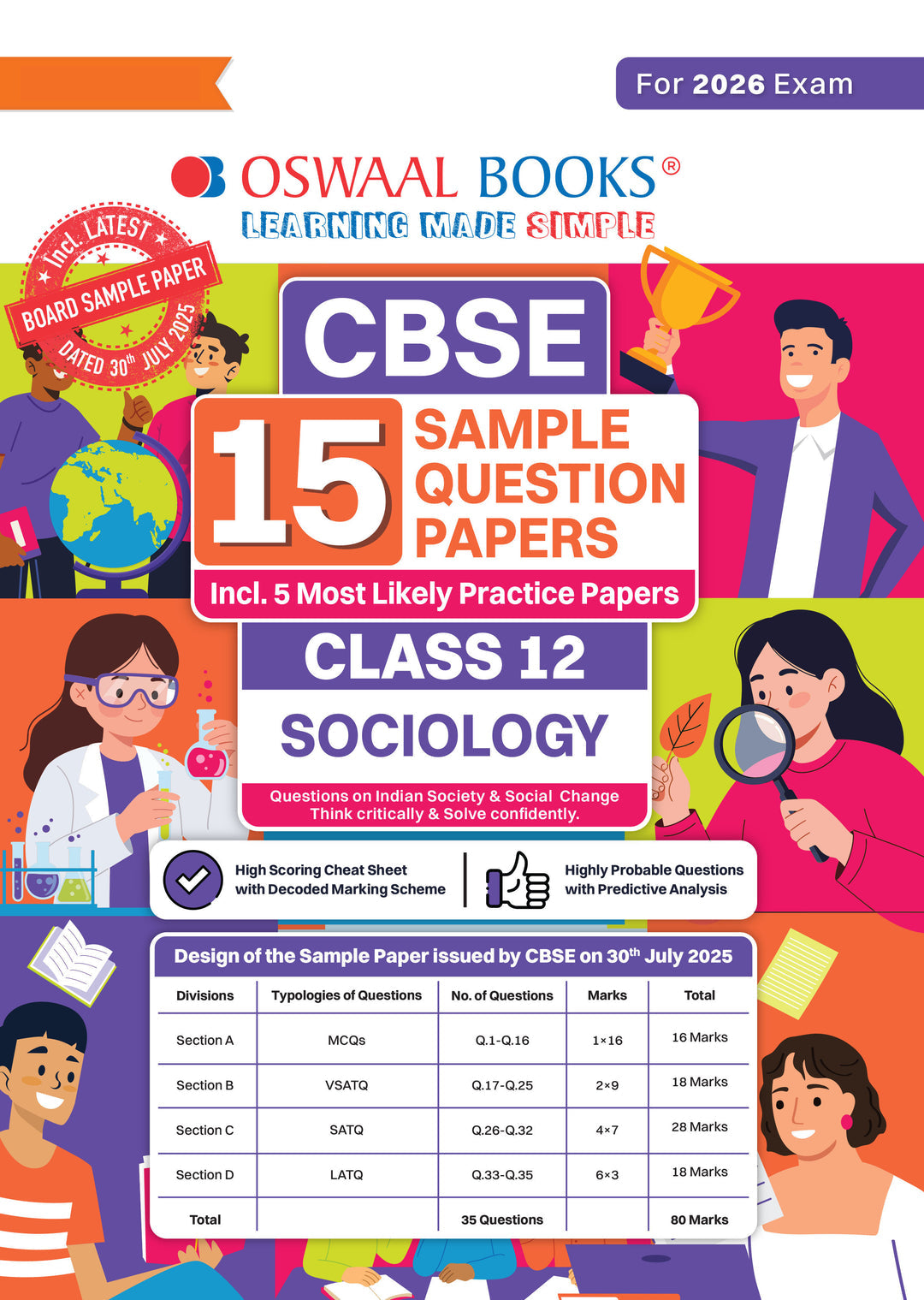 CBSE 15 Sample Question Papers Class 12 Sociology for 2026 Board Exam (As per CBSE Sample Question Paper issued on 30 July 2025), recommended by 2025 CBSE Toppers with Chapter wise Highly Probable Questions। Oswaal।