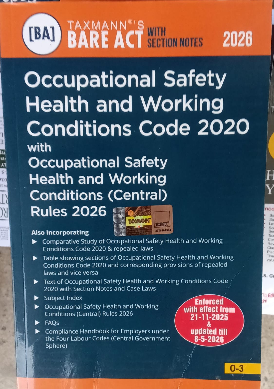 Taxmann's Occupational Safety Health and Working Conditions Code 2020 with Occupational Safety Health and Working Conditions (Central) Rules 2026 - Bare Act with Section Notes - 2026 Edition - Taxmann(Laws and Legal)