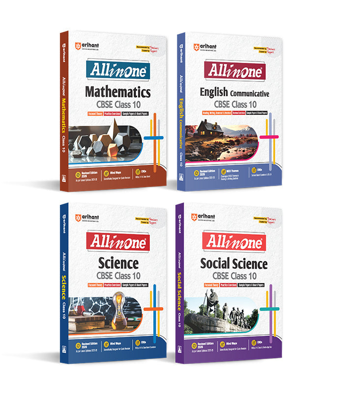 Combo of CBSE All in One Class 10th Exam 2025-26 |  Social Science, English Communicative, Science & Mathematics|Arihant