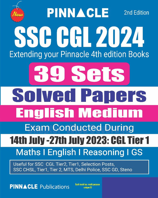 SSC CGL 2024 39 Sets Solved Papers english medium|PINNACLE