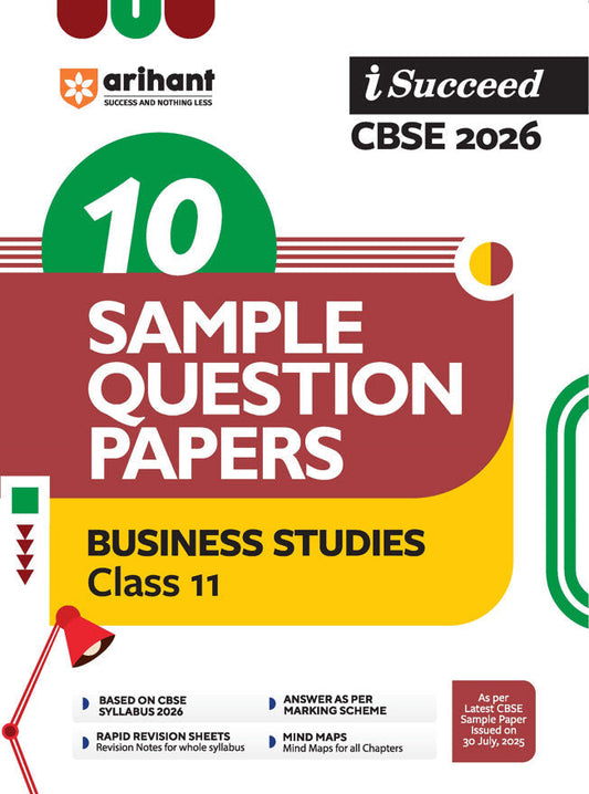 i-Succeed CBSE 2026 – Business Studies Class 11 | 10 Sample Question Papers | Rapid Revision Sheets | Mind Maps | Answers as per CBSE Marking Scheme | As per Latest CBSE Sample Paper