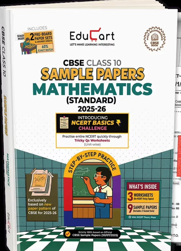 Educart CBSE Sample Paper Class 10 2025-26 Mathematics Standard (Introducing exclusive step-by-step new practice concept on 2026 pattern)