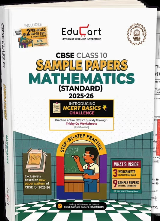 Educart CBSE Sample Paper Class 10 2025-26 Mathematics Standard (Introducing exclusive step-by-step new practice concept on 2026 pattern)