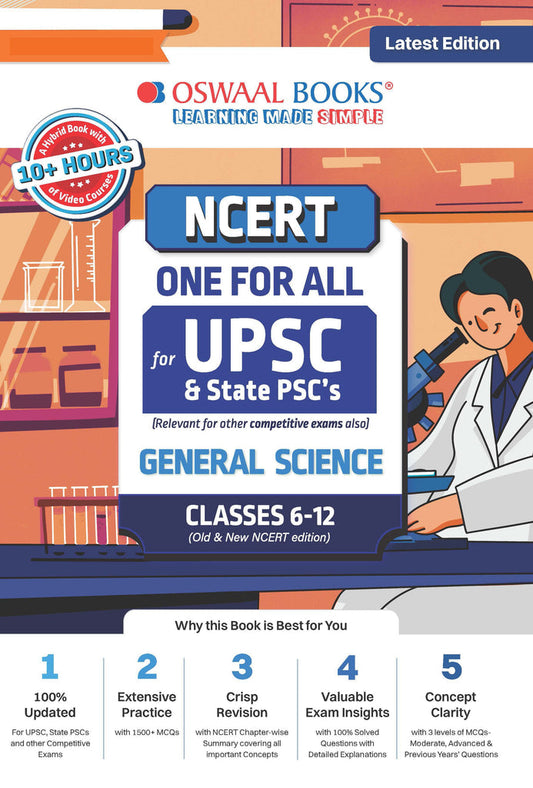 NCERT One For All Book for UPSC & State PSCs | General Science Classes 6-12 (Old & New NCERT Edition) | Latest Edition|Oswaal