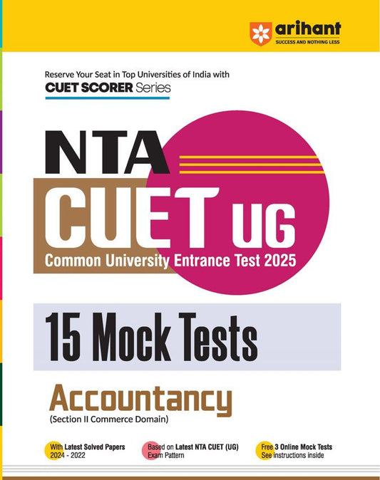 NTA CUET-UG Entrance Exam 2025 - Accountancy - 15 Mock Tests - (Section II Commerce Domain) | English Medium