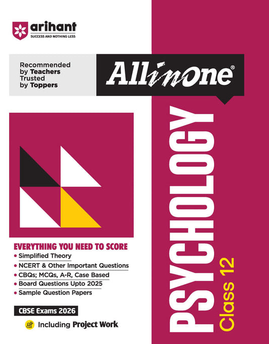 CBSE All in One Psychology Class 12 Exam 2025-26 | NCERT Ques. & Other Important Questions, Sample Question Papers | Including Project Work
