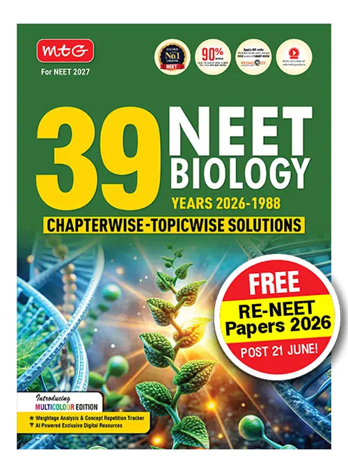 39 Years NEET Biology Book For 2026-2027 Exam | Chapterwise Topicwise Solved Question Papers | Free Video Solutions | AI Powered Digital Resource #NEETToppersFirstChoice|MTG publication|