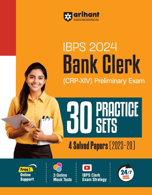IBPS (CRP-XIV) Bank Clerk Pre Exam 2024 | 30 Practice Sets & 4 Solved Papers (2023-20)| English Medium