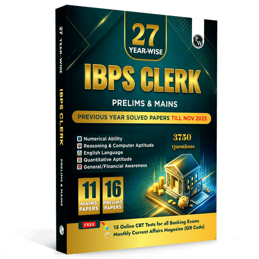PW IBPS Clerk PYQ - 27 Year-wise Prelims & Mains Previous Year Solved Papers Till Nov 2025 with 15 Online CBT Tests For Exam 2026-27 | 3750 PYQs | English Edition
By PW