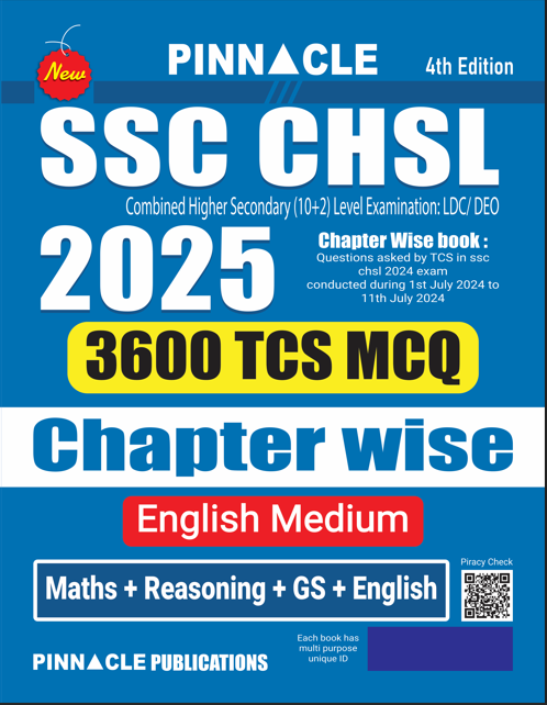SSC CHSL 2025 3600 TCS MCQ Chapter wise 4th Edition English medium| PINNACLE