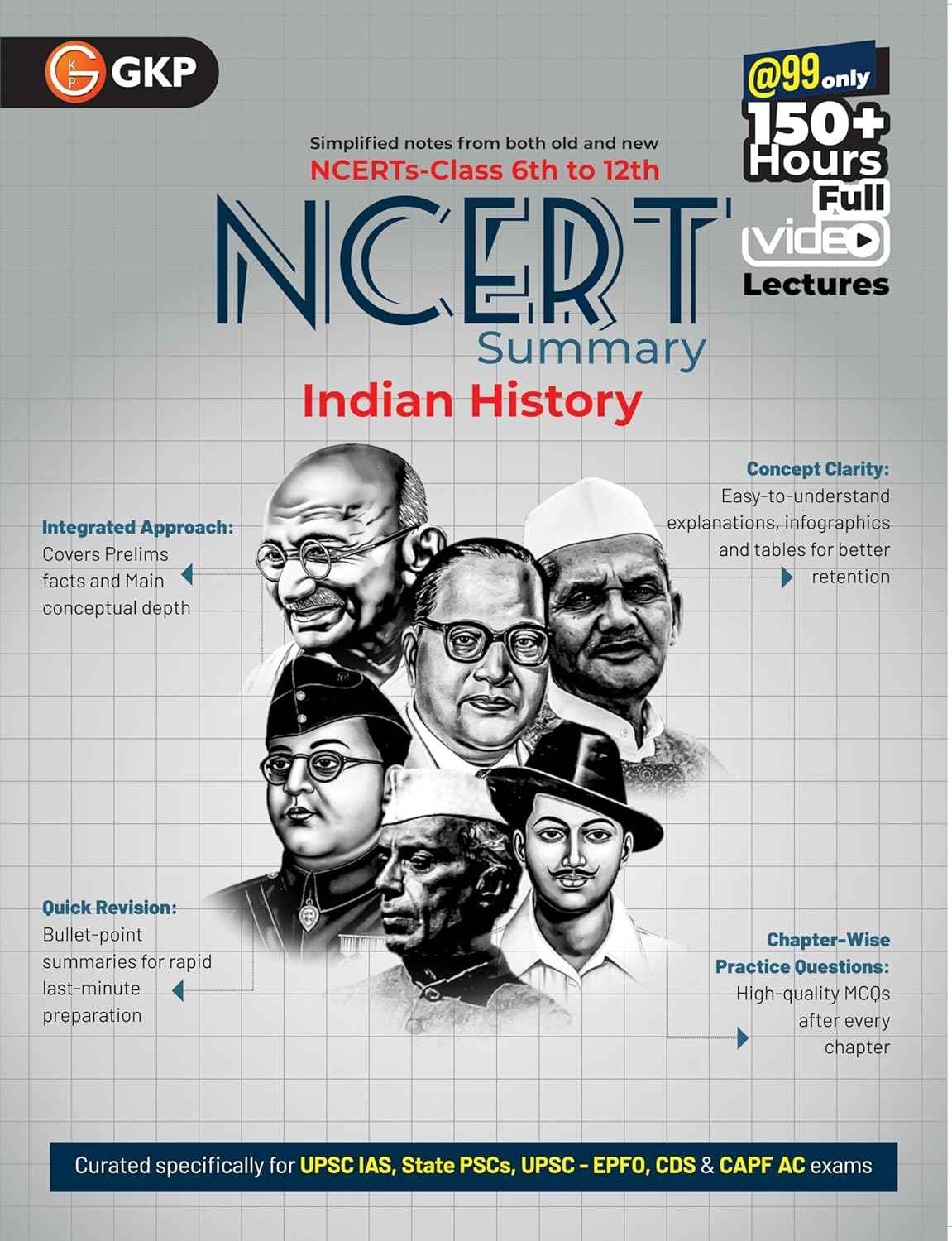 UPSC NCERT 2025 : Indian History (Class 6 to 12) for Civil Services & State PSC Exams | Chapter-Wise Practice Questions(GKP PUBLICATION)