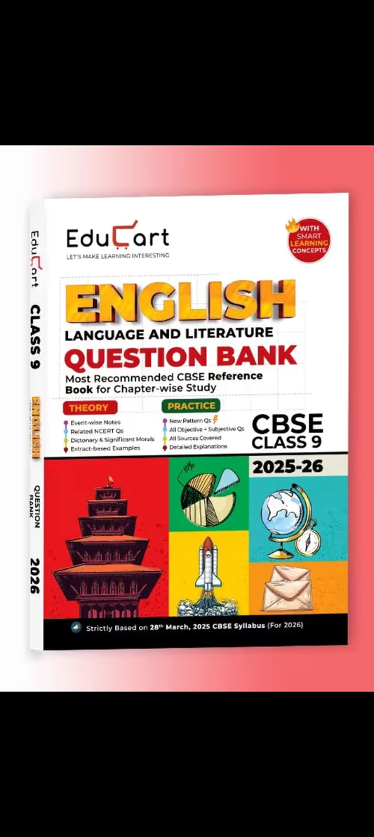 Educart CBSE Question Bank Class 9 English Language and Literature 2025-26 on new Syllabus 2026 (Most Recommended NCERT based Reference Book)