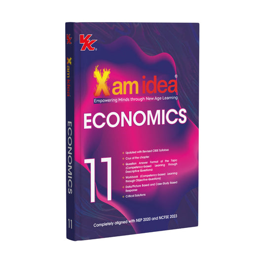 Xam idea Class 11 Economics (2025-26) | Latest CBSE Syllabus | Chapter Summary | Objective Workbook | Case Study & Data-Based Qs | Step-by-Step Solutions | Critical solutions