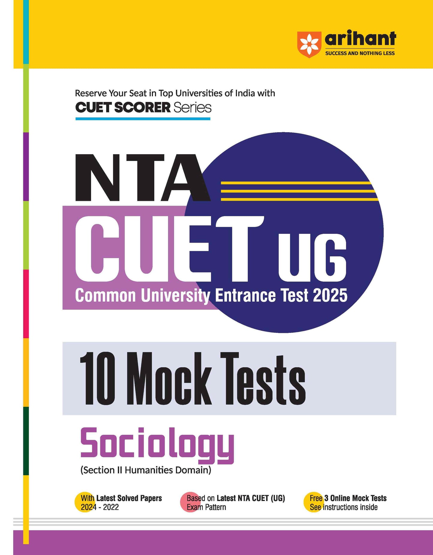 NTA CUET-UG Entrance Exam 2025 - Sociology - 10 Mock Tests - (Section II Humanities Domain) | English Medium