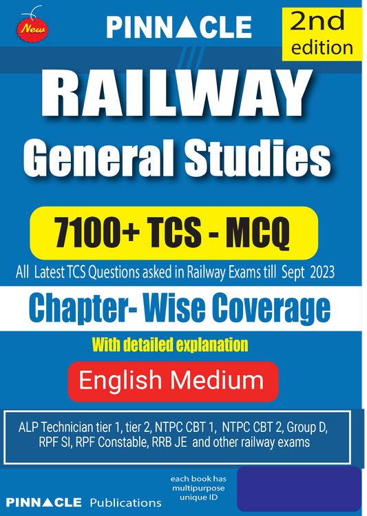 Railway General Studies 7100 TCS MCQ chapter-wise coverage 2nd Edition english medium| PINNACLE