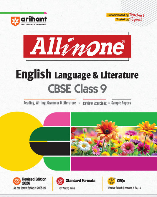 CBSE All in One English Language & Literature Class 9 Exam 2025-26 | Review Exercises, Sample Papers, CBQs | Revised Edition 2026| Arihant