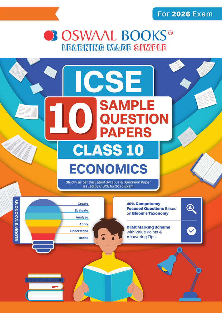 ICSE 10 Sample Question Papers Class 10 Economics for Board Exam 2026 (Strictly aligned with CISCE Latest Specimen Paper 2026), Competency-Based Questions, Mind Maps, On-Tips Notes, Solved MCQs, Revision with Explanations